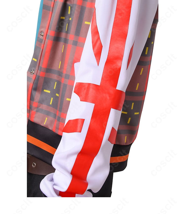 袖口の装飾とカフス形状。ステッチワークが映えるアクセル・ロウ コスプレ衣装の袖ディテール。