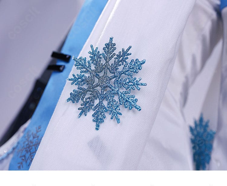 雪の結晶モチーフ装飾のクローズアップ。冬テーマを象徴するアイコンをクリアに表現。