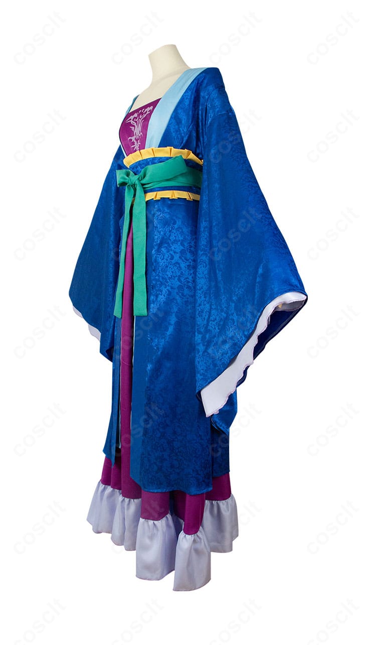 衣装の側面ディテール。サイドラインと装飾の配置が分かる梨花妃コスのディテールショット。