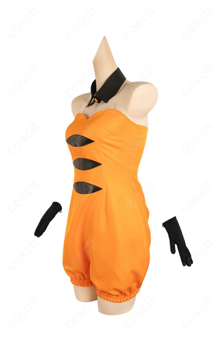 アオリ ハロウィンVer. コスプレ衣装の左側面。襟元からヒップラインまでのフィット感と装飾の見え方を確認できる。