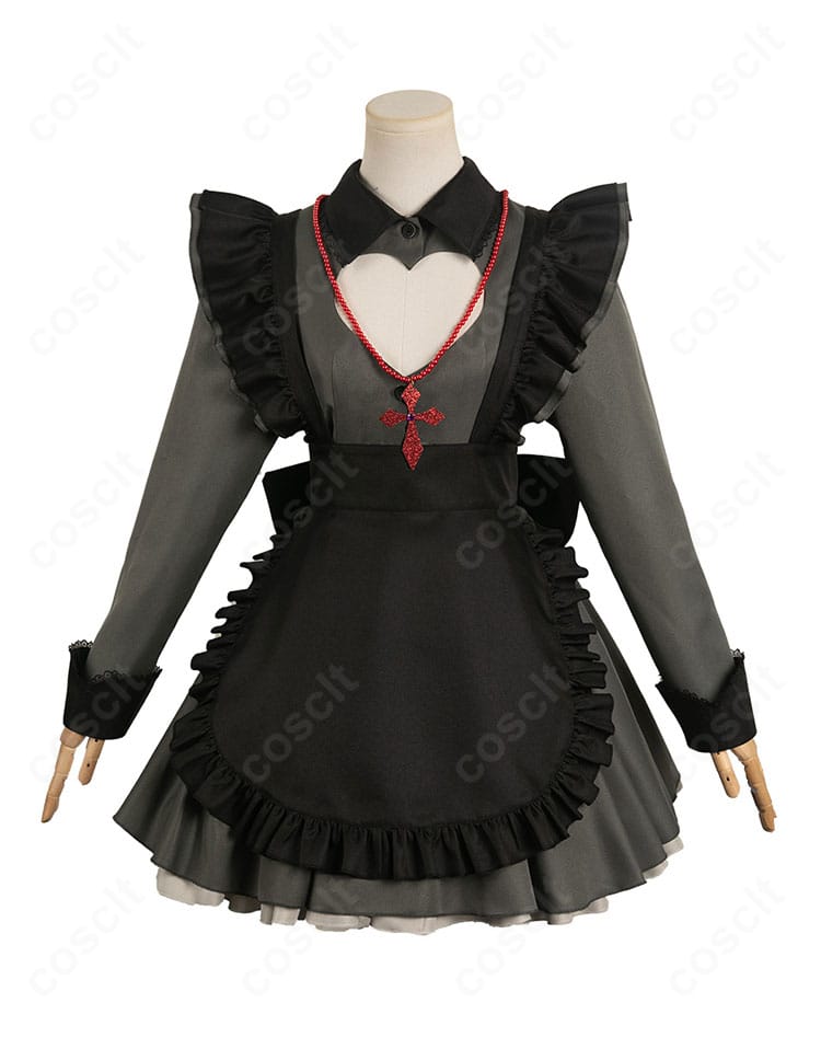 星野ルビー 吸血鬼ハロウィン風メイドコスの全身イメージ。黒基調のドレスとフリルが撮影映えするスタイル。