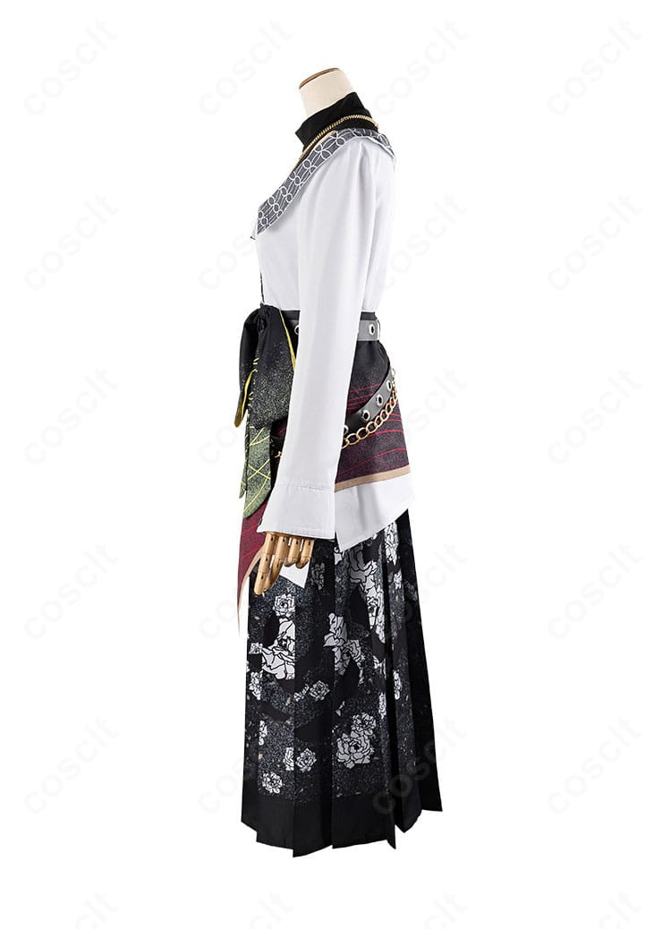 日野森志歩 コスプレ衣装の側面シルエット。ラインの落ち方と可動域を示す角度