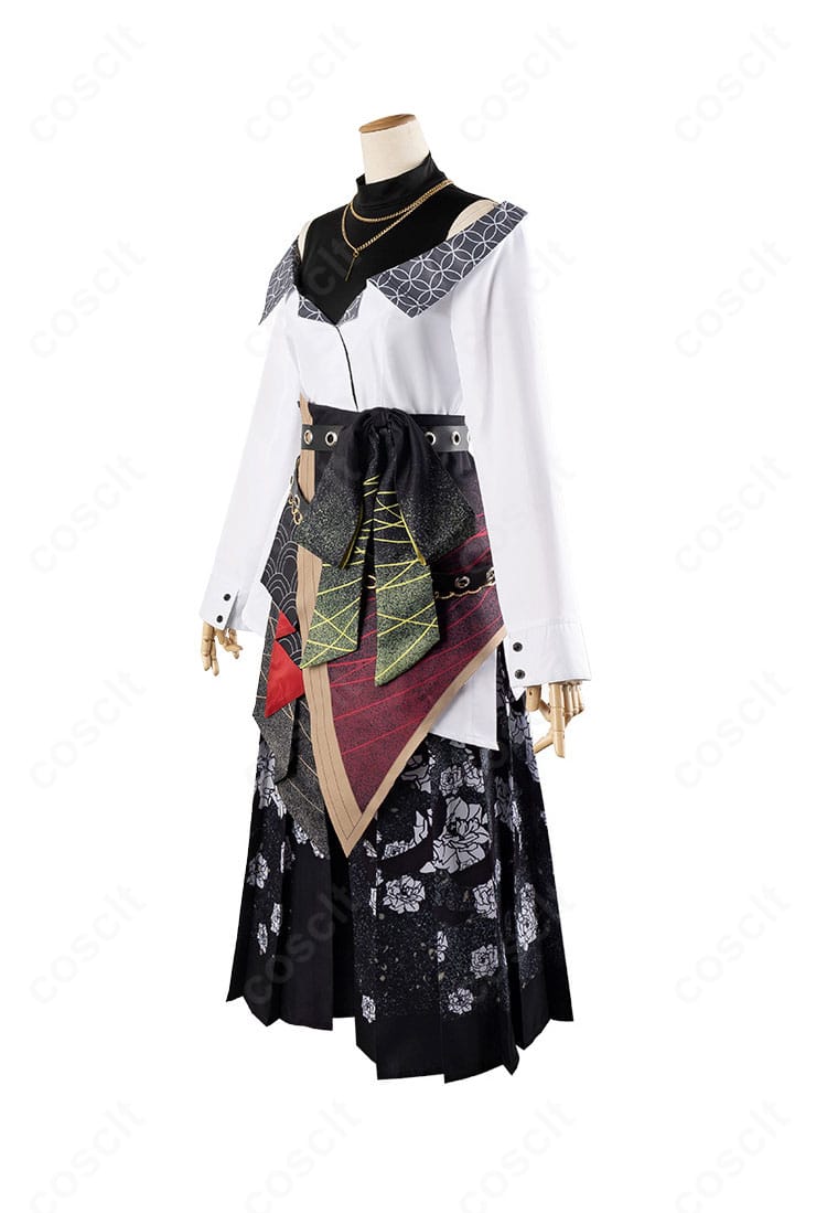 日野森志歩 コスプレ衣装の左側装飾アップ。スカート飾りと蝶結びの位置関係が分かる写真