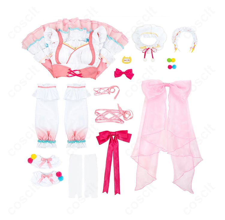 同梱セット内容(ワンピース・髪飾り・リボン・靴下)の一覧写真