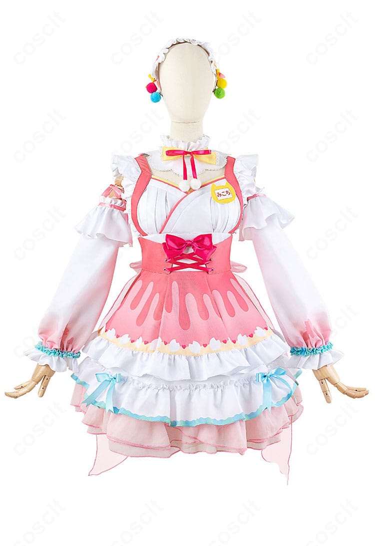 さくらみこ正月衣装コスプレの正面ディテール(衿元とリボン、質感)