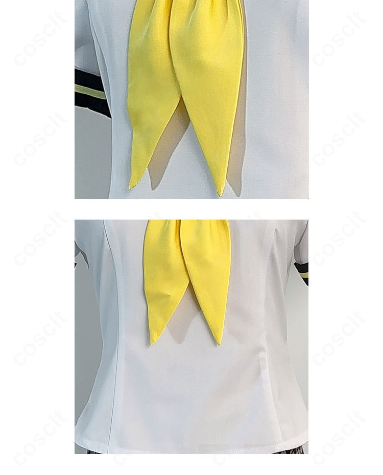 ペルソナ4 久慈川りせ 夏服コスプレ スカーフ結び目の詳細。クラシックな学園制服スタイルの仕上げ。