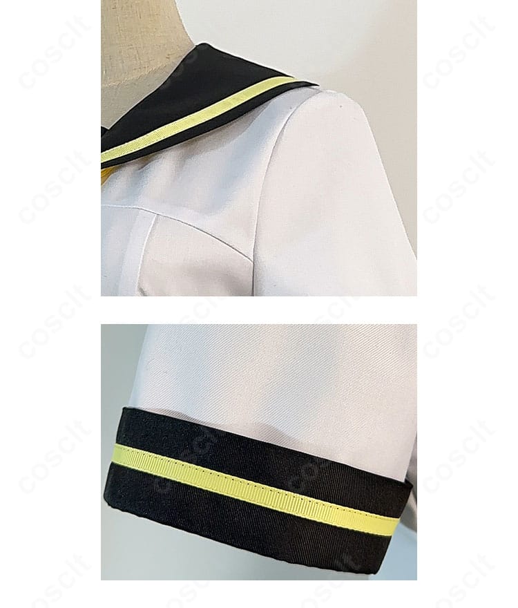 ペルソナ4 久慈川りせ 夏服コスプレ 肩と袖の縫製ディテール。きれいなステッチと可動性に配慮した設計。