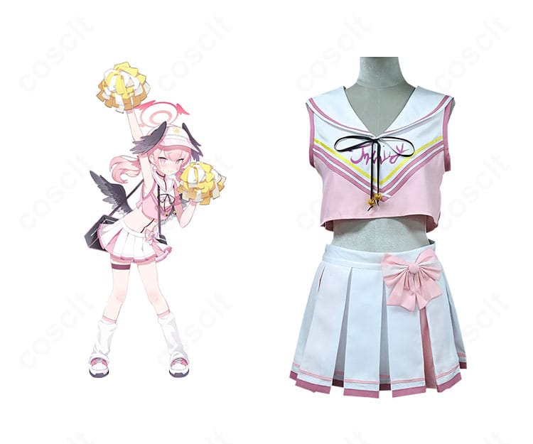 ブルーアーカイブ 下江コハルのチアリーダー衣装を全身正面で撮影。キャラらしさと応援スタイルの融合がわかるコーディネート例。