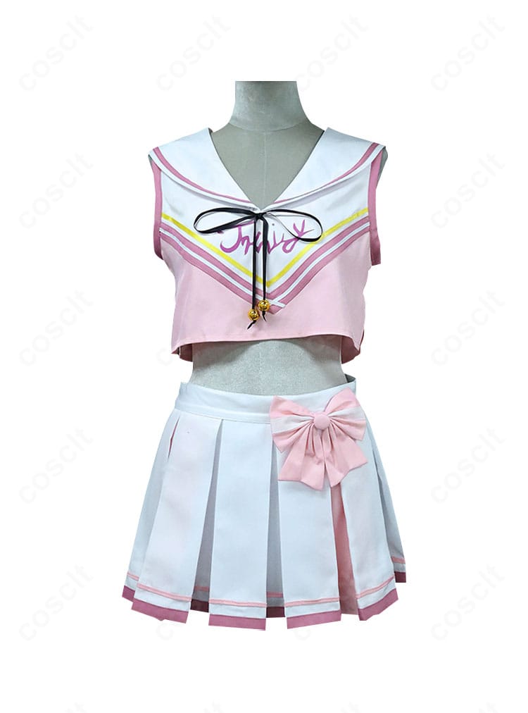 ブルーアーカイブ 下江コハル チアリーダー衣装の正面ディテール。配色やパネル切替、ロゴ風モチーフまで高忠実度で再現。