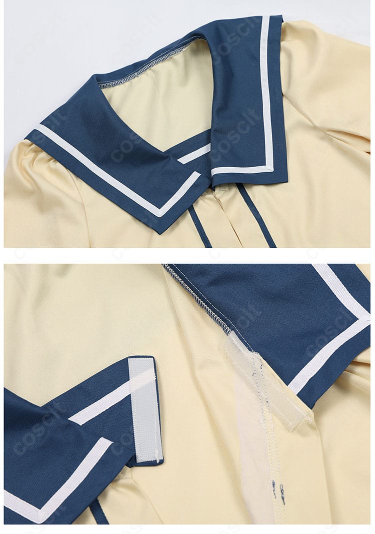 襟元の装飾とステッチ、ネクタイ結びの形が分かるアップ(シエル コスプレ衣装)