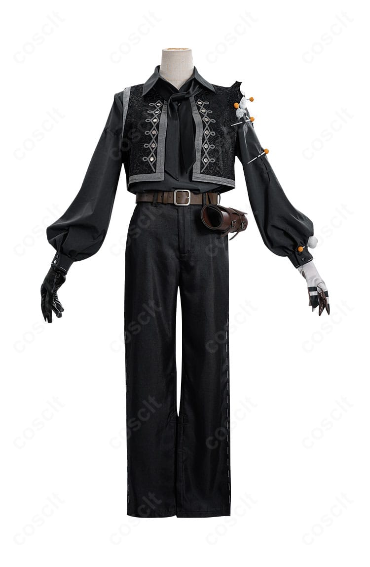 第五人格 人形師(マティアス・チェルニン)コスプレ衣装の正面全体。ベストとパンツの端正なライン、ネクタイまで整ったフルコーデ