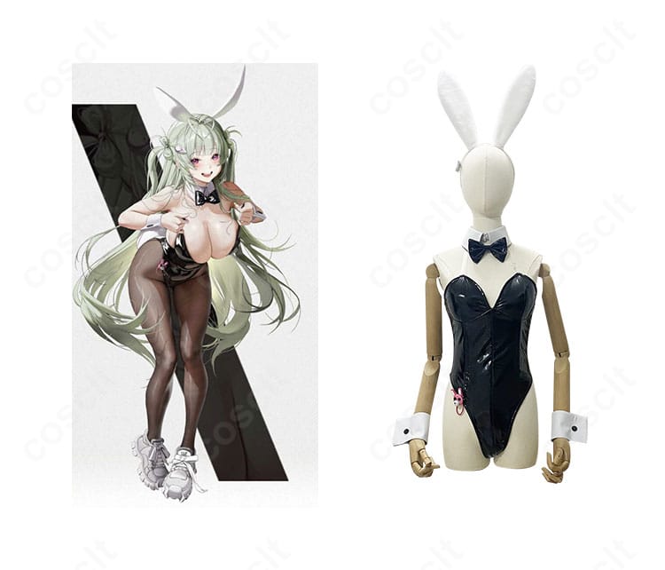 ソーダ トゥインクルバニーの正面全身とキャラクター比較。NIKKEの世界観を上品に再現したレオタードセットの雰囲気が分かる画像