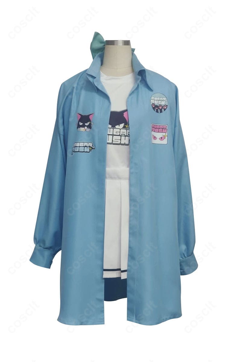 ブルーアーカイブ 栗村アイリ コスプレ 衣装(シュガーラッシュ)のフロント近景。ロゴ配置と配色を忠実に再現。