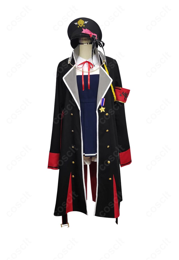 丹花イブキ コスプレ衣装の正面ディテール。刺繍装飾とリボン、胸元・襟元の仕立てが分かるアップ