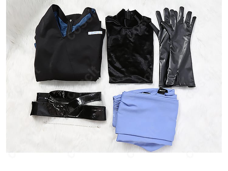 ALIEN STAGE イヴァン コスプレ衣装のセット内容一覧。上着・ベスト・ズボン・手袋・ベルト・飾りチェーンを同梱。