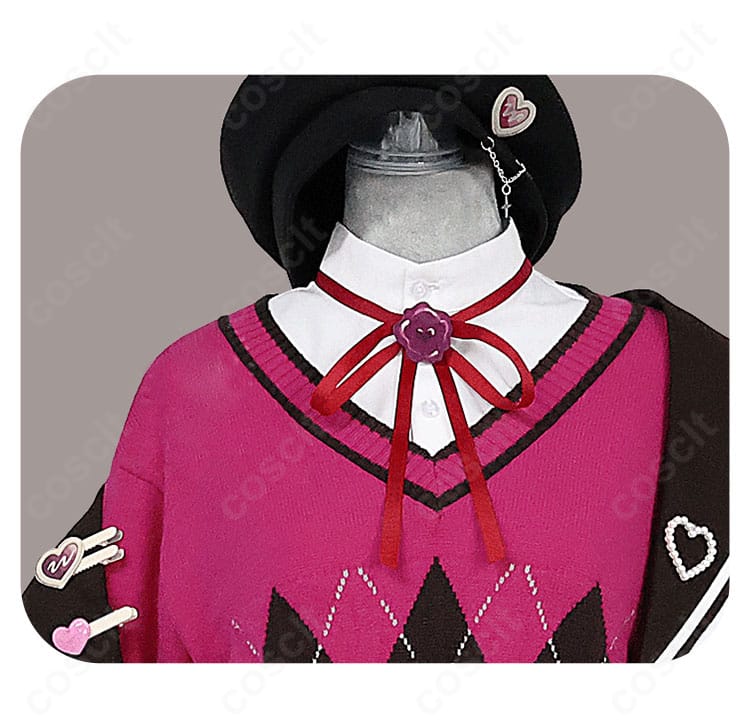 青柳冬弥 コスプレ衣装の襟元装飾アップ。シャツとリボンの合わせ、襟周りの意匠再現を示すディテール画像。