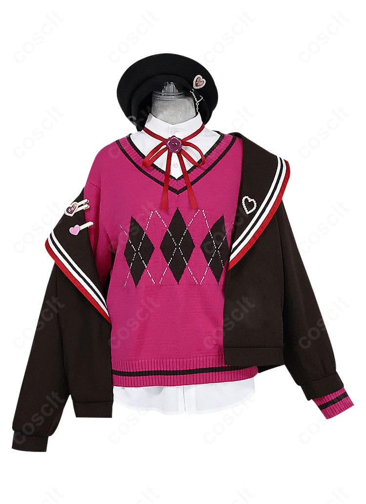 プロジェクトセカイ 青柳冬弥 コスプレ衣装の正面全身。コートとトップスの直線的シルエットと配色を詳細に確認できる画像。