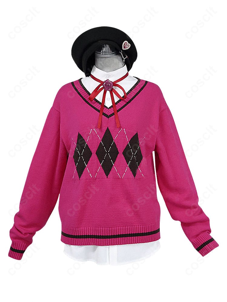 青柳冬弥 コスプレ衣装のインナーニット前面ディテール。寒い季節のロケにも使いやすい素材感と編み目の表情が分かるカット。