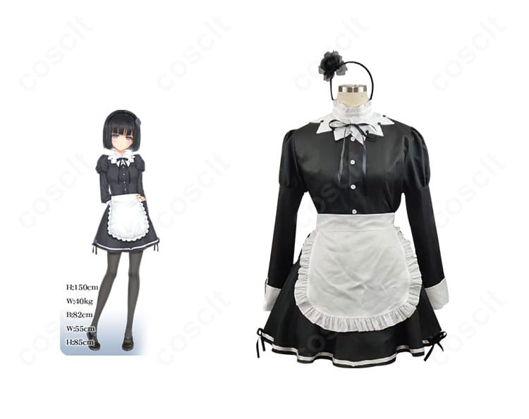 燈露椎(ドロシー)公式ビジュアルと並べたメイド服フルセット正面。フリルと配色を高忠実度で再現。