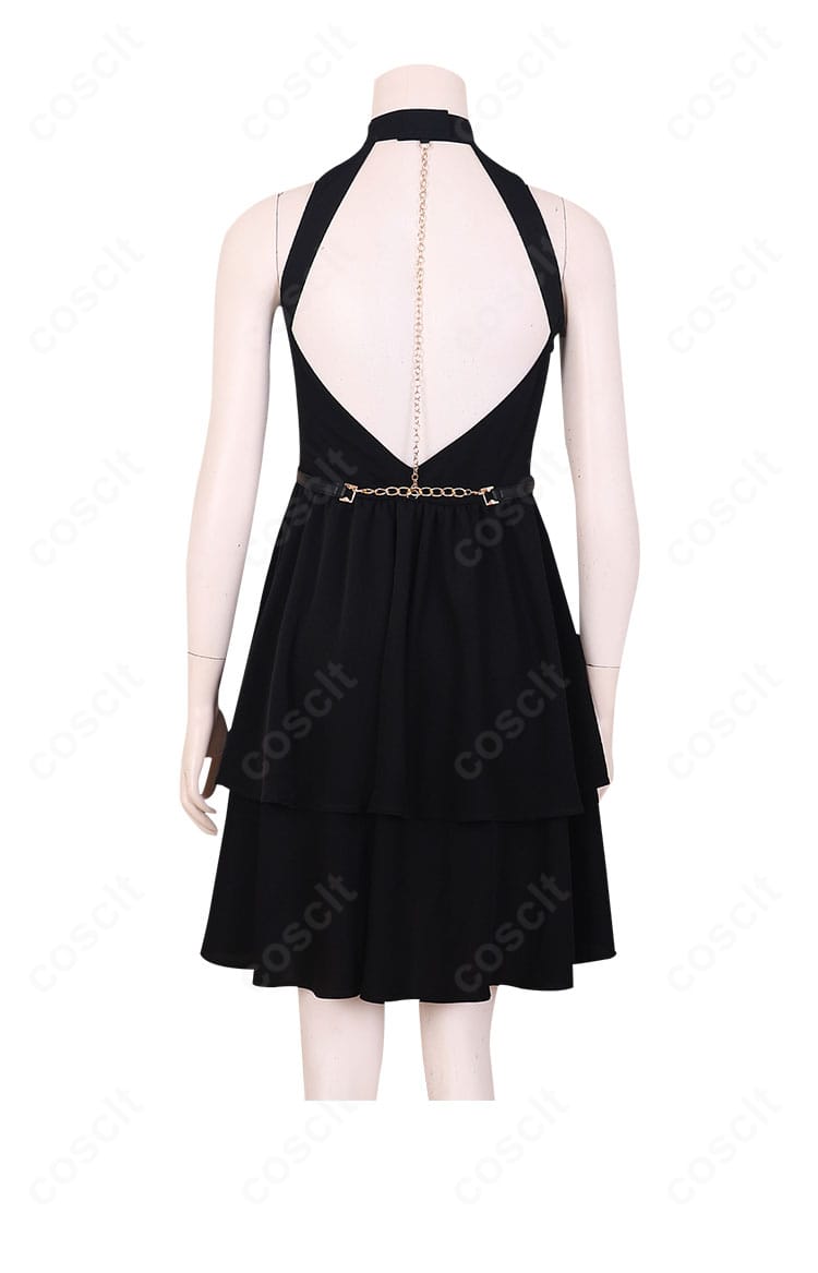 恋と深空 主人公コスプレ ワンピース背面。開閉部とシームの整った縫製が分かるディテールショット