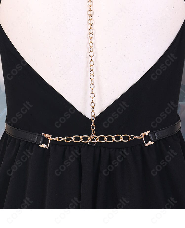 恋と深空 主人公コスプレ ワンピース背面装飾。上品な刺繍風ディテールと丁寧なステッチの近接画像