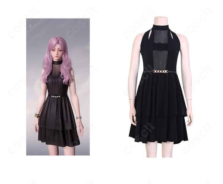 恋と深空 主人公のコスプレ衣装ワンピース一式。ベルトを合わせた上品コーデでイベント映えする全身イメージ