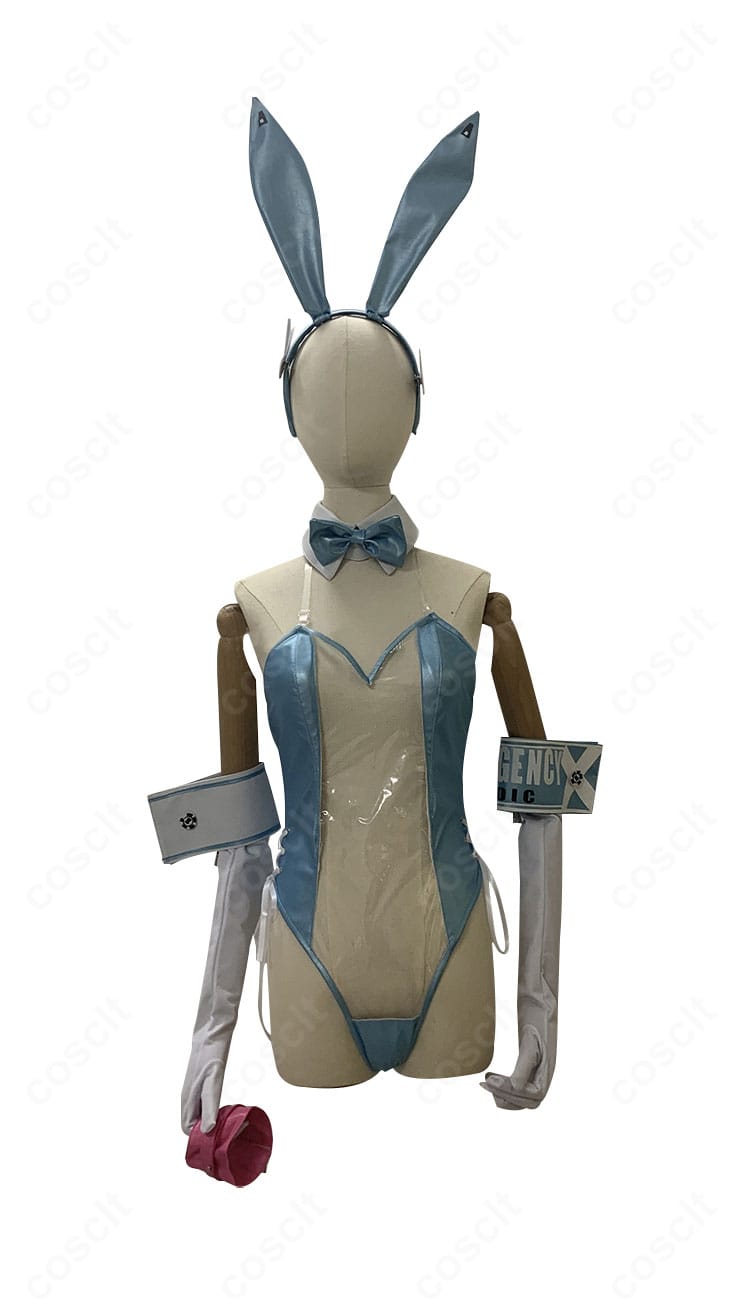 メアリー「メディカルラビット」バニーコスの正面全身。レオタードとつけ襟・蝶ネクタイの配置、アクセサリーの再現度が確認できます。