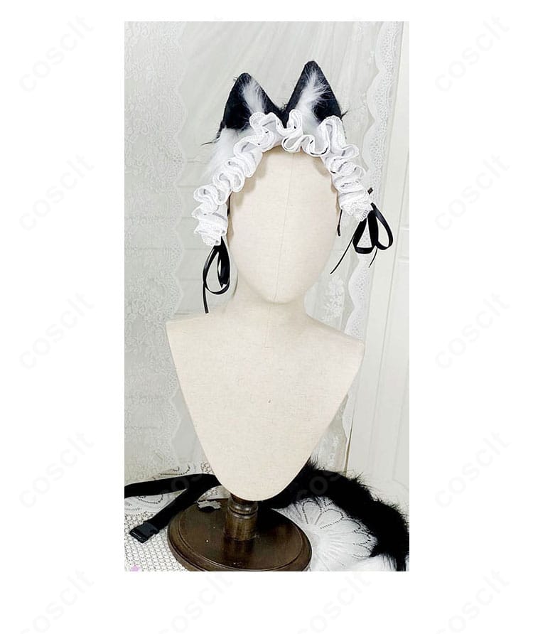 プリバティ用ヘッドドレスと髪飾りのクローズアップ。猫耳カチューシャの質感と装着土台の安定感