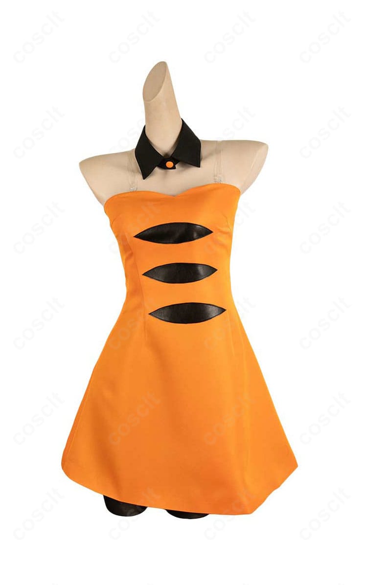 スプラ3 ホタル ハロウィンVer.のコスプレ衣装ディテール。襟元装飾やステッチ、素材感をクローズアップ。