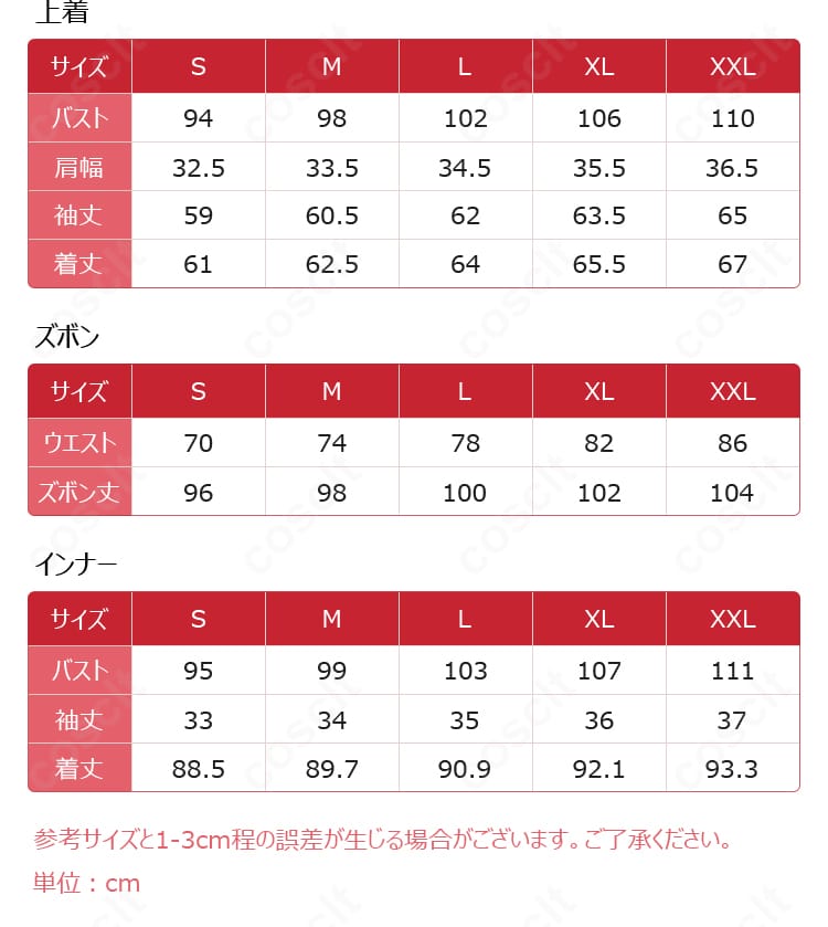 サイズガイド画像。S～XXLまでの採寸目安と選び方のポイントが分かる案内。