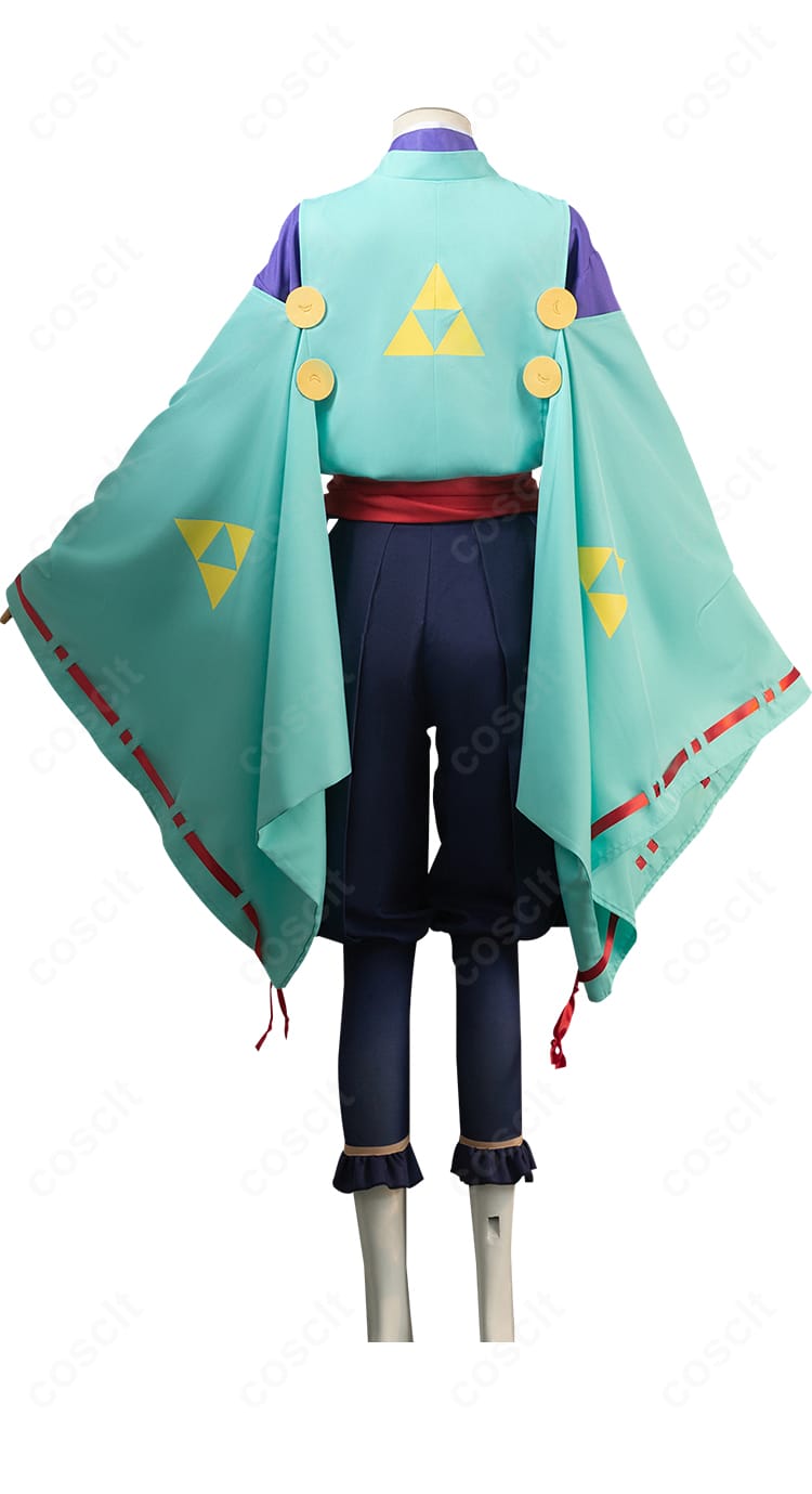 北条時行衣装の背面画像。背中から裾までの落ち感と帯の後ろ結びの形状を示しています。