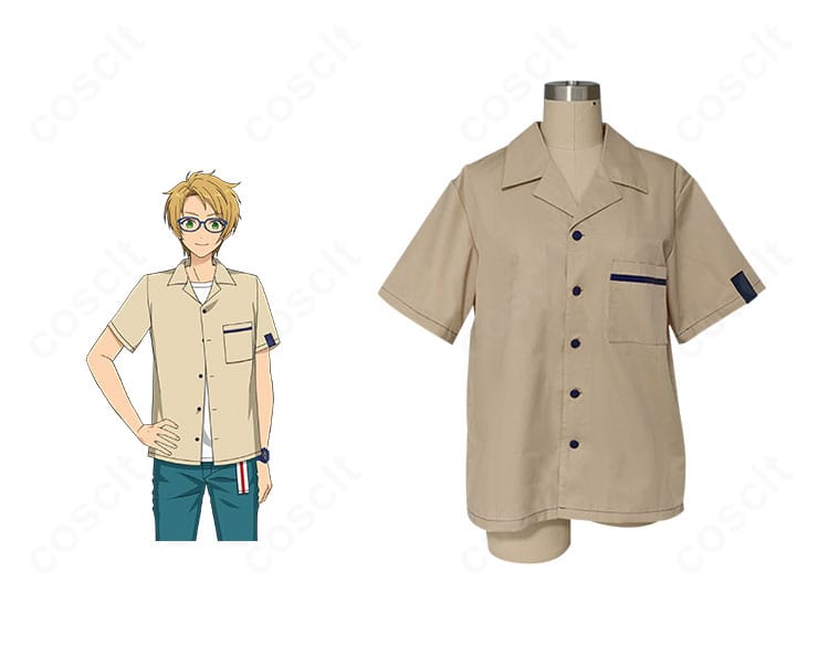 遊木真 私服(春~夏)コスプレ衣装の正面。爽やかな配色と落ち着いた色味で高再現されたデザインが分かる画像。
