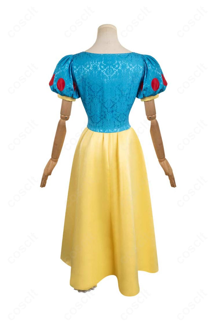 ディズニー『白雪姫』コスプレ衣装の背面全体。後ろ姿のラインとスカートのドレープが分かる再現重視のカット