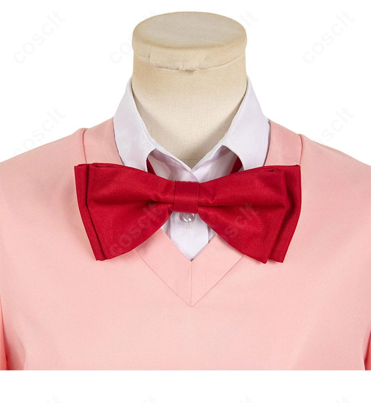 蝶ネクタイのクローズアップ。結び目の形状と質感、フック式で長さ調整可能な仕様がわかる画像。