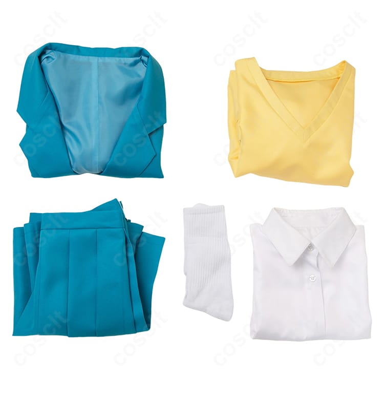 セット内容一式(コート・シャツ・トップス・スカート・靴下)のレイアウト