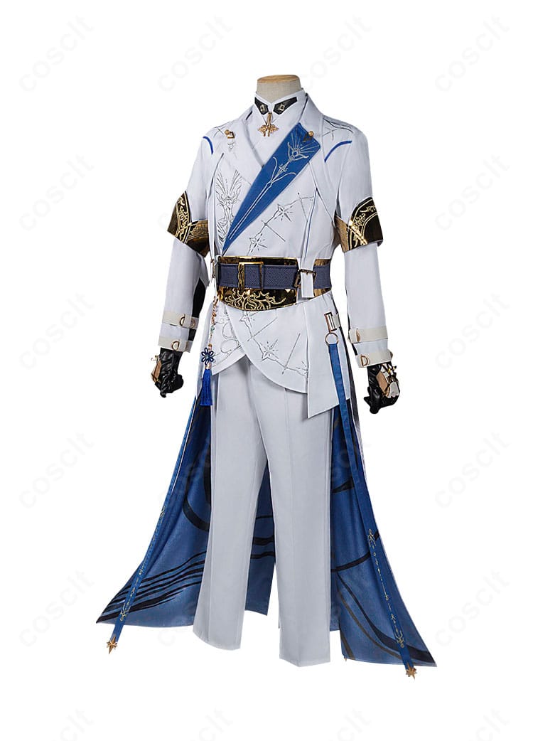 恋と深空 セイヤ 月影ハンター衣装の側面。シャープなコートシルエットとオーバースカートの流れ