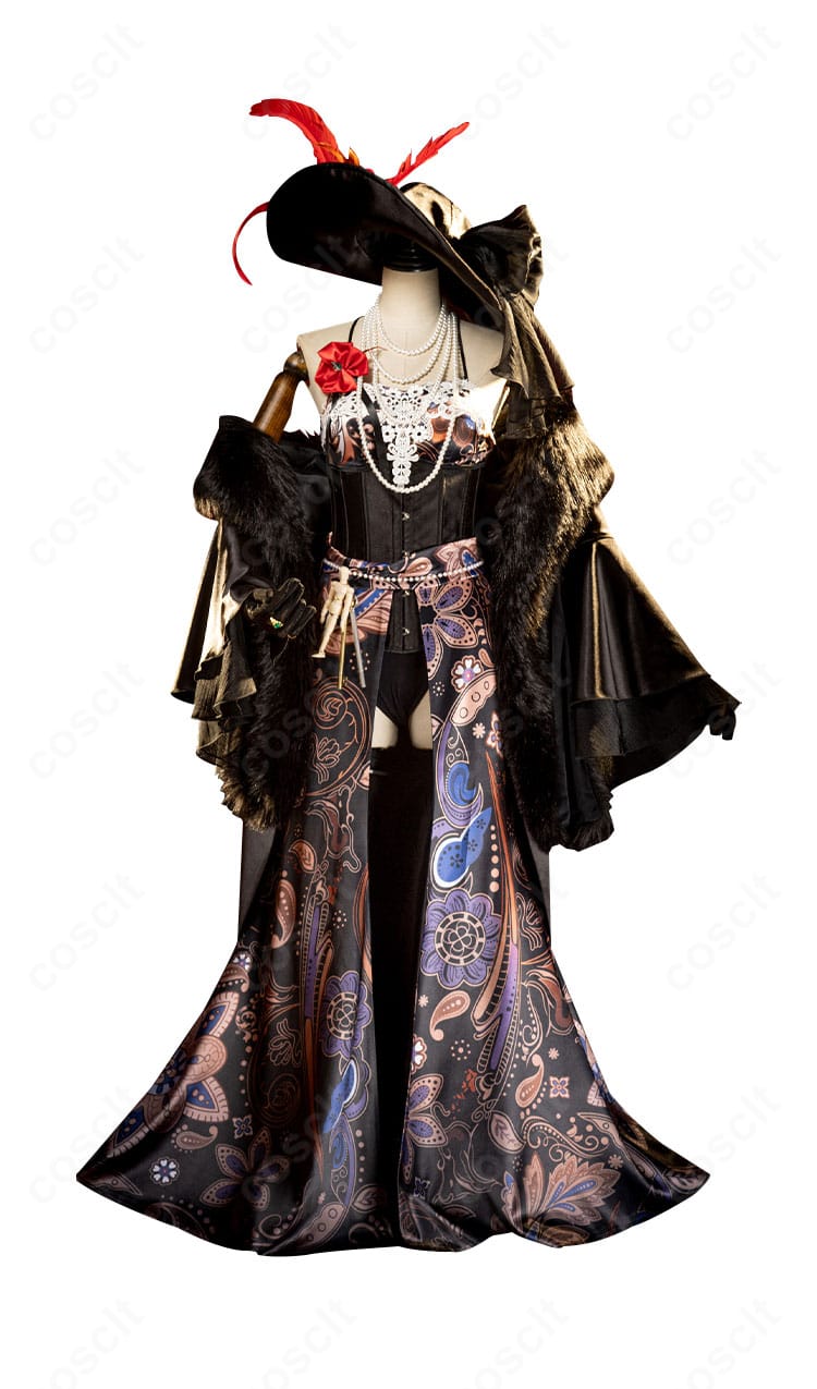 無期迷途 パール夫人コスプレの正面全身。コルセットの美シルエットと胸飾りの質感が分かる構図。