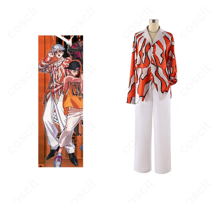 『カリスマ』草薙理解のコスプレ衣装 正面とキャラクター比較。シャープなストリートシルエットとアクセサリーの配置を確認できる画像