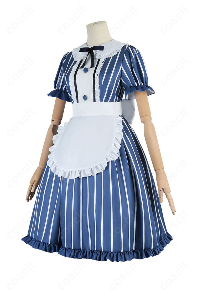 千代田莉々歌 メイド服の側面。袖口やスカートラインの縫製と装飾ディテールを確認できる画像