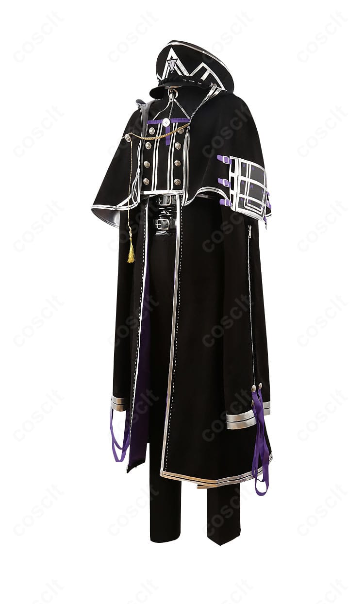 左側面図。ウエストマークのバランスや上着のハリ感、裾の落ち感などシルエットの美しさを示す写真。