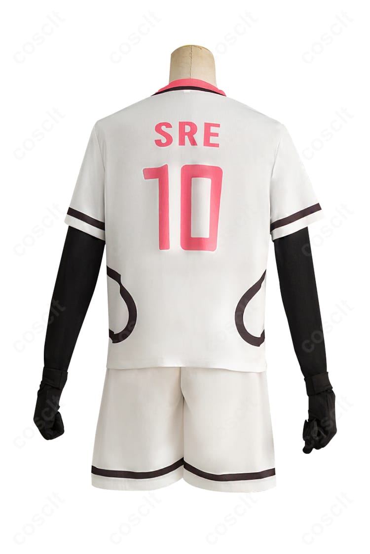 背面全身図。背面マーキングや切り替え配色など、糸師冴U-20ユニフォームの背面デザインを確認できる画像。