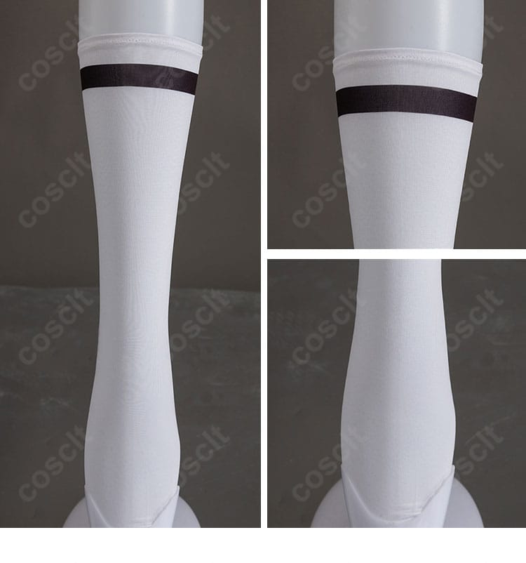 ソックスのデザイン詳細。ユニフォームに合わせた配色とリブの質感を示す画像。