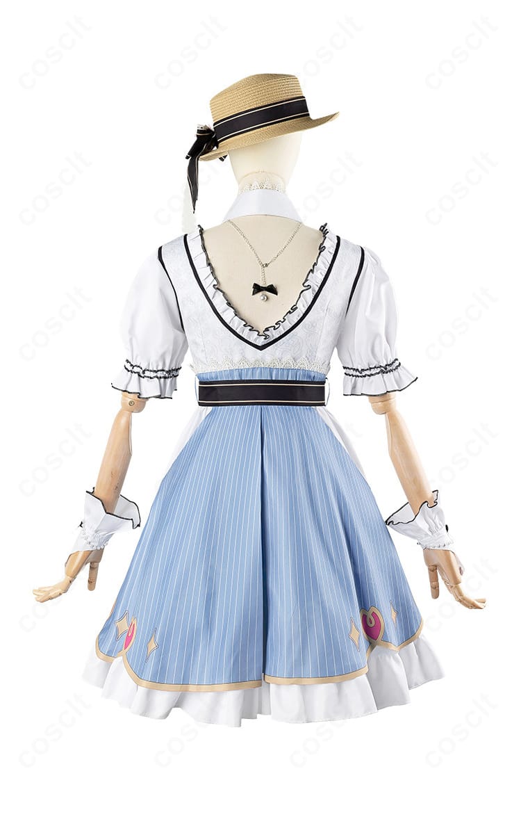 背面全体像。後ろ姿のリボン配置やスカートの広がり、ファスナー周りの仕立てがわかる画像。