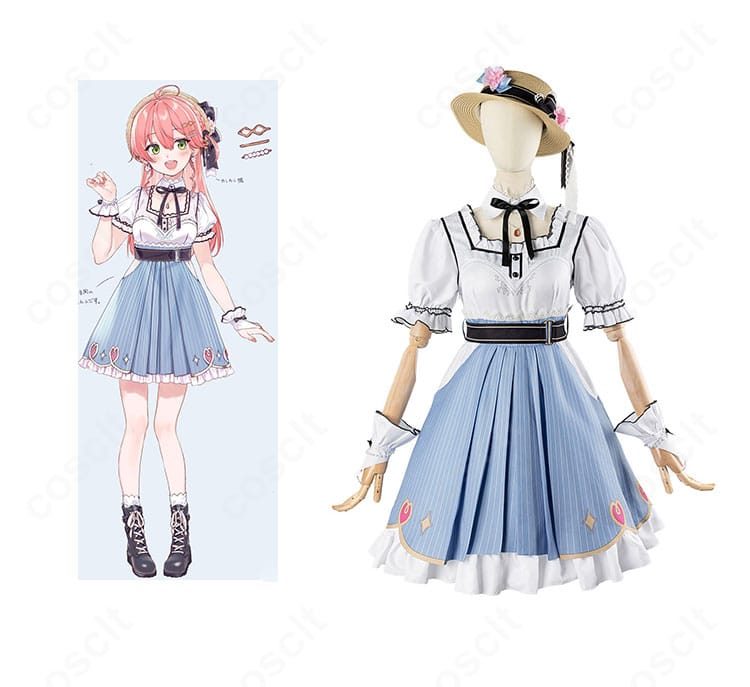 さくらみこ デート服/MV衣装の正面全体とディテールがわかる画像。ホロライブのアイドルらしいデート服デザインを再現。