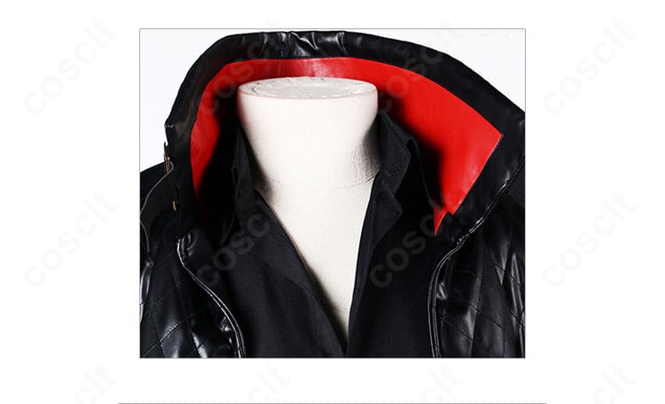 無期迷途 ドナルド コスプレ衣装の襟元装飾アップ。ベルト風パーツと刺繍ステッチの質感を詳細に撮影。