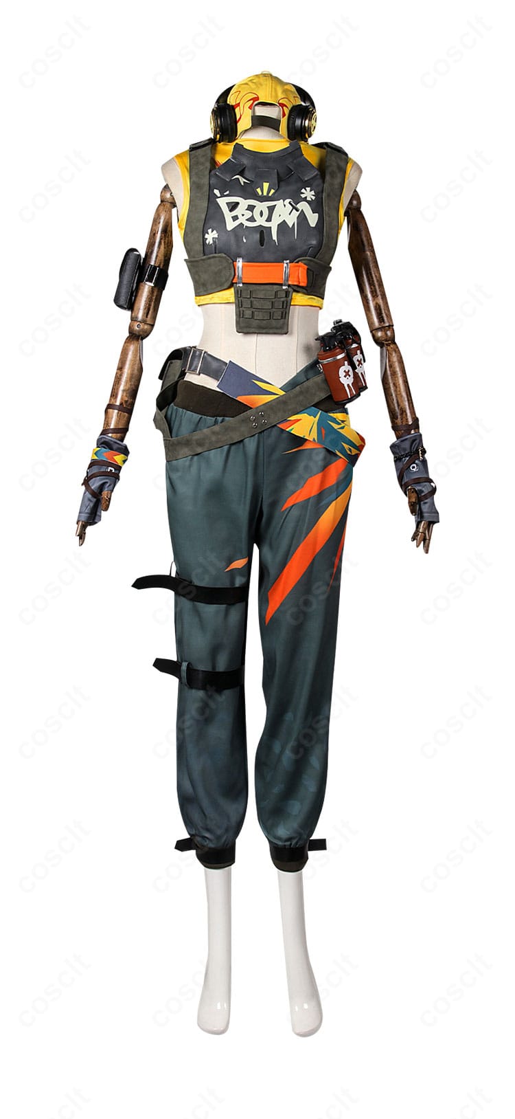 商品正面の全身。帽子・ヘッドセット・アーマー・ベルト構成までを確認できるレイズ衣装。