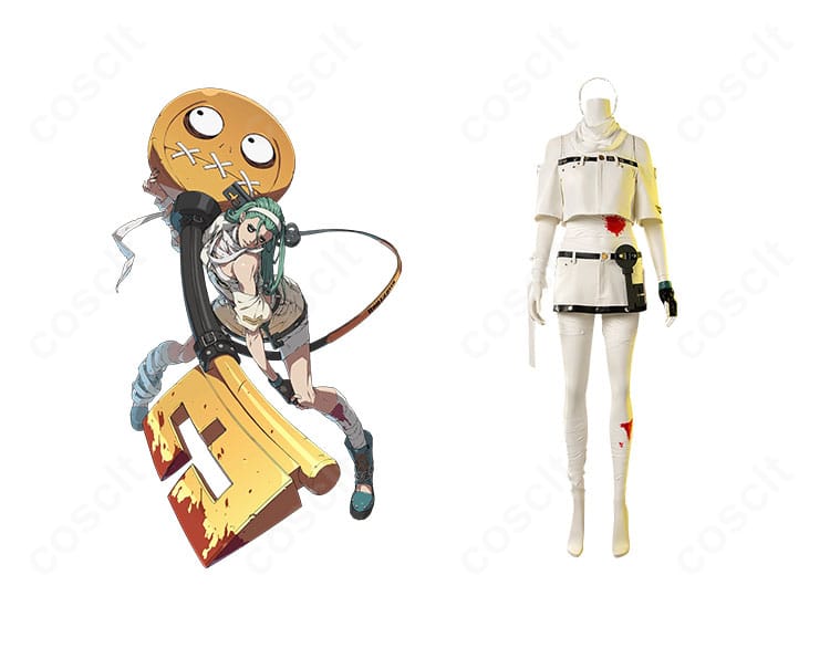 商品正面とA.B.Aの再現度を示すコスプレ衣装。GUILTY GEAR -STRIVE-の配色とシルエットを忠実に再現。