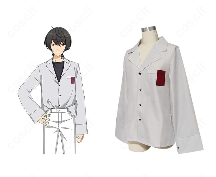 朔間凛月 私服（春～夏）コスプレ衣装の正面全体。薄手生地の軽やかさと落ち着いた配色、シルエットの美しさが分かる構図。