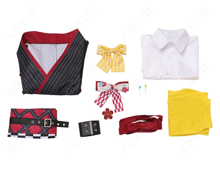 安和すばる ライブ衣装コス・セット内容一式のレイアウト。主要パーツの構成が見える画像