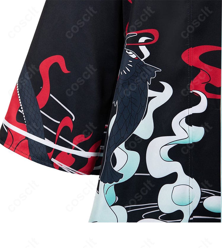 井芹仁菜ライブ衣装の右袖装飾のアップ。袖の切り替えと装飾パーツの質感が分かる写真。